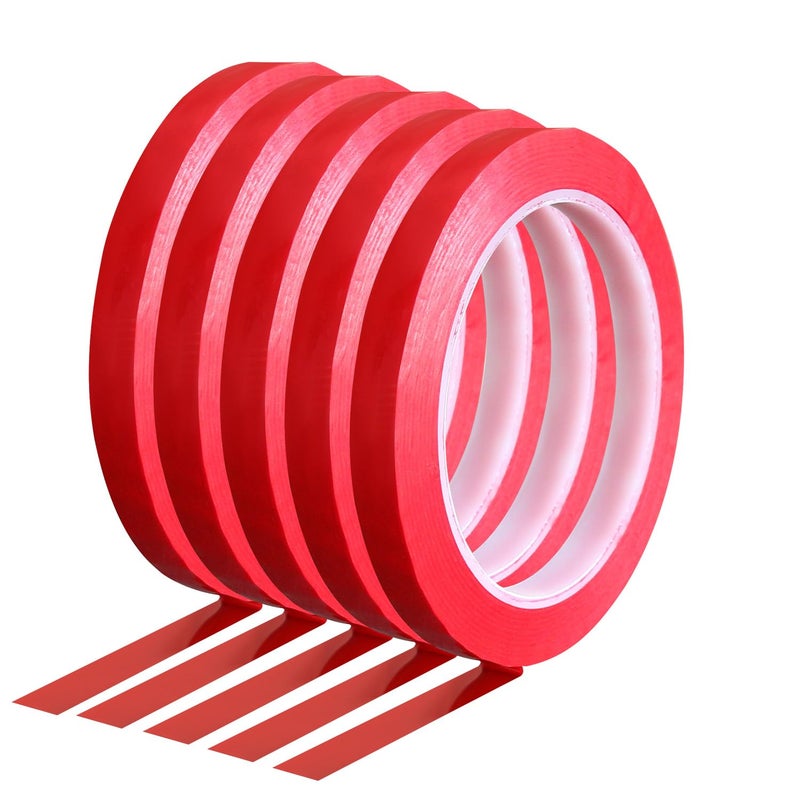 QIMAOO 5 Rolls 2/5" Whiteboard Tape Line 10mm Thin Dry Erase Board Tape Lines Pinstripe Tape, Red, 216ft Per Roll - Image 1